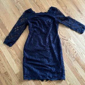 Navy blue lace cocktail dress
